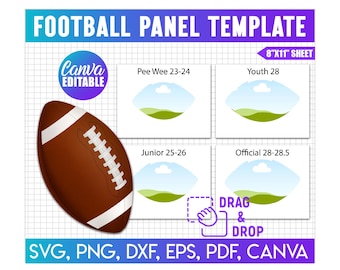 Football Panel Template, Sports Panel Canva Editable Template Bundle, Canva Drag And Drop, Football Ball Leather Blank Template