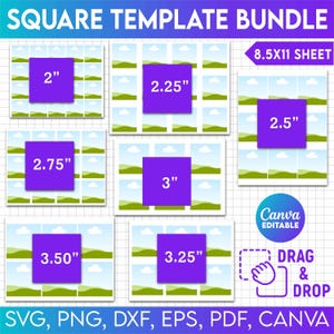 Quadrat Template Bundle, Quadrat Etikett, Magnet Vorlage, Quadrat Vorlage 2,25 Zoll, Quadrat Aufkleber Vorlage, Quadrat Etikett Vorlage 3 Zoll