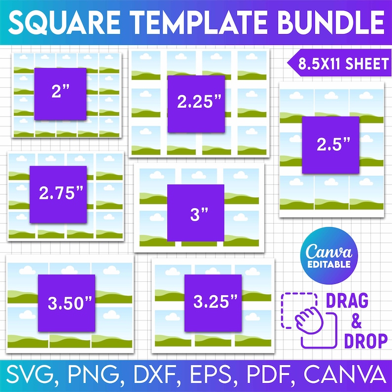 Square Sticker Format Square Template Bundle, Square Label, Magnet Template, Square Template ...