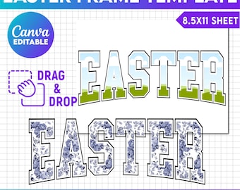 Easter Canva Frame Template, Pattern Customization, Editable Frame Template for Canva, Customizable Design Templates, Varsity Canva frame