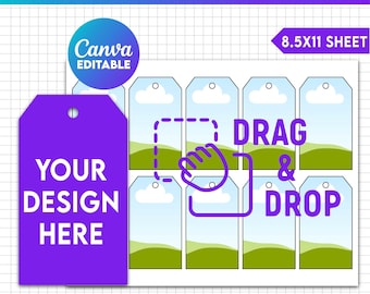 Modèle d'étiquette cadeau, modèle d'étiquette volante, modèle d'étiquettes imprimables de fête, étiquette cadeau Svg, éditable sur toile, modèle d'étiquette cadeau, feuille vierge étiquettes cadeaux