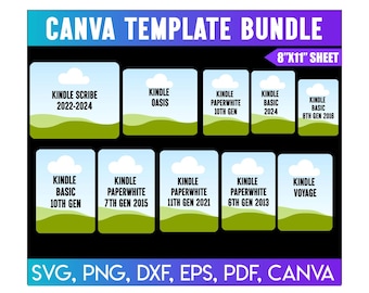 Kindle Insert Template Bundle, DIY Printable Kindle Cover, Clear Case Insert, Canva Editable, Kindle Insert Canva, Editable Kindle Insert