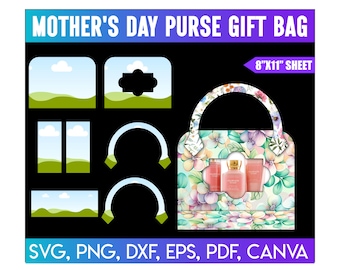 Mother's Day Purse Template, Mother's Day Purse Gift Bag Box Template, Canva Purse Gift, Luxury Handbag, Canva Editable Gift Box