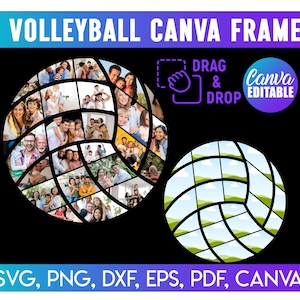 Volleyball Photo Collage Template, Volleyball Picture Collage, Canva Template, Sports Photo Collage, Volleyball Collage Template
