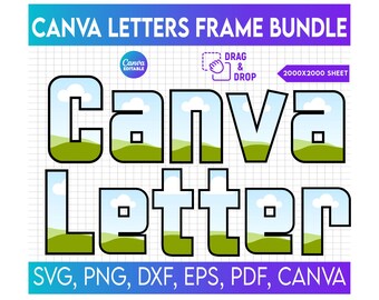 Design Your Own Doodle Letters on Canva, Alphabet Font PNG, Edit Canva Frame Template,Doodle Uppercase Letters Canva Template, Drag and Drop