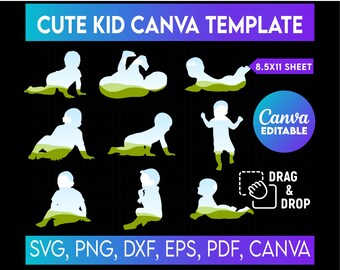 Ontwerp fotocollage babyverjaardag op canvas, canvaslijst babysilhouet, canvaslijstbundel met eenvoudige foto slepen en neerzetten
