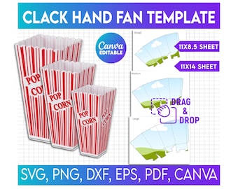 Popcorn Box Canva Template, Popcorn Box Svg, Snack Box Svg, Party Favor Box, Snack Box Template, Popcorn Bowl Template, Size Popcorn Box