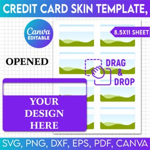 Modèle de peau de carte de crédit, modèle d'autocollant de carte de crédit, modèle de couverture de peau de carte, couverture de carte ebt, Svg de couverture de carte pour cricut, Silhouette DXF