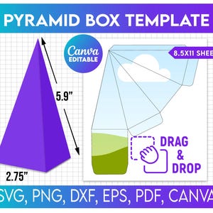Pyramide Box Vorlage, Pyramide Box SVG, Party Favor, DIY, Canva bearbeitbar, Geschenkbox Vorlage, Geburtstagsgeschenkbox, Party Favor Box