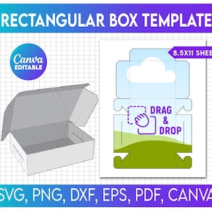 Rectangle box template, rectangular box, classic box, simple box SVG, DXF, PDF, Cricut, shipping box, rectangle gift box