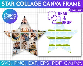 Star Collage Canva Frame, Editable Collage for Star Fans Gifts, Star Photo, Printable Poster, Easy Drag and Drop, Custom Star Collage