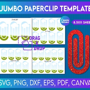 Jumbo Paperclip Bundle,  Paperclip Bookmark Template, Printable Canva Frame, Jumbo Paperclip Sublimation, Jumbo Paper Clip Template