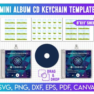 Mini Album CD Keychain Template Canva Editable, CD Keychain Insert Template, Mini CD Cover Design, Jewel Case Insert & Cover