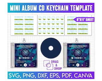 Mini Album CD Keychain Template Canva Editable, CD Keychain Insert Template, Mini CD Cover Design, Jewel Case Insert & Cover