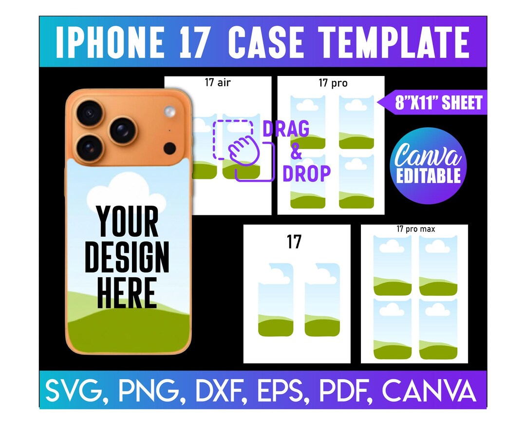 IPhone 17 Case Canva Templates Custom Phone Case Design Drag Drop 