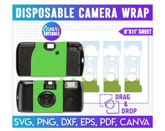Einweg Kamera Wrap Canva Vorlage, Vorlage für Quick Snap Film Kamera, Kamera Etikett Vorlage, Kamera-Abdeckung, Benutzerdefinierte Kamera