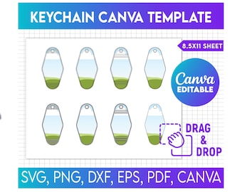 Motel Keychain Canva Frame bundlex, Keychain Canva Editable Template, Rectangle Keychain , Drag and Drop, Sublimation