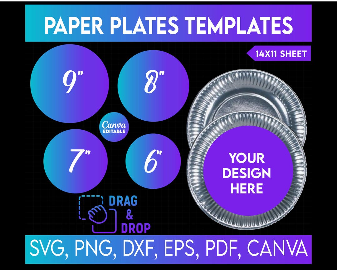 Paper Plates Template Bundle, Kitchen Plate, Plate Charger Circle ...