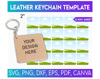 Leather Keychain Template, Keychain Editable Canva Frame, Keychain Drag & Drop, Printable, Keychain Template Svg, Sublimation Template