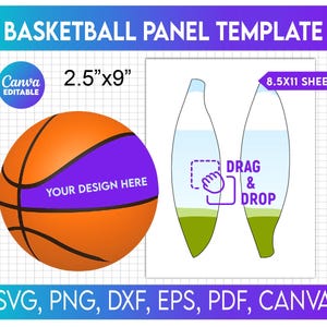 Basketball Panel Template Svg, Blank Basketball Panel Template, Photo Basketall, Canva Template, Custom Basketball Panel Template