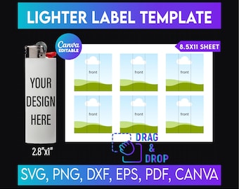 Lighter wrapper Template, Lighter label Template, Lighter label Full Wrap, Lighter label Svg, Lighter Photo Wrap, Custom Lighters template
