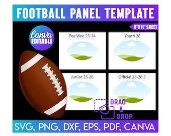 4 Football Panel Template, Canva Drag And Drop, Football Ball Leather Blank Template, Sports Panel Canva Editable Template Bundle