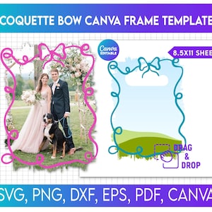 Coquette Bow Border Canva Frame, Whimsical Coquette Bow Frame, Canva Frame Template, Custom Canva Frames, Canva Template, Ribbon Border