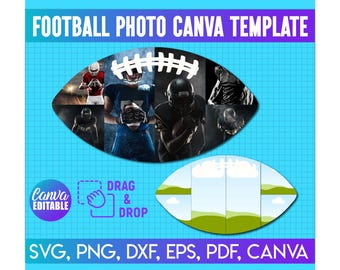 Football Template, Ruddy Photo Collage Canva Template, Canva Drag and Drop, Digital Download, Football Canva Editable Template