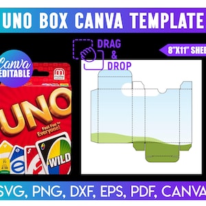 Playing Card Box Editable Canva Template, Sublimation Blank Poker Card Box Template, Easy Drag and Drop, DIY Printable, Canva Frame