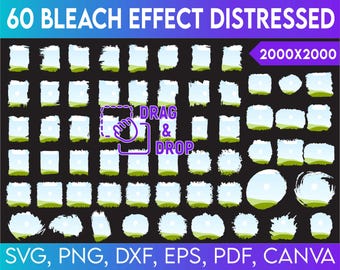 Bleach Effect Distressed Edge Template Bundle, Add Pictures Photos Design, Photo Collage, Photo Drag and Drop, runge Distressed Bleach Brush