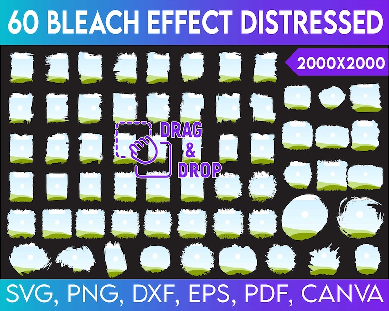 Bleach Effect Distressed Edge Template Bundle, Add Pictures Photos ...