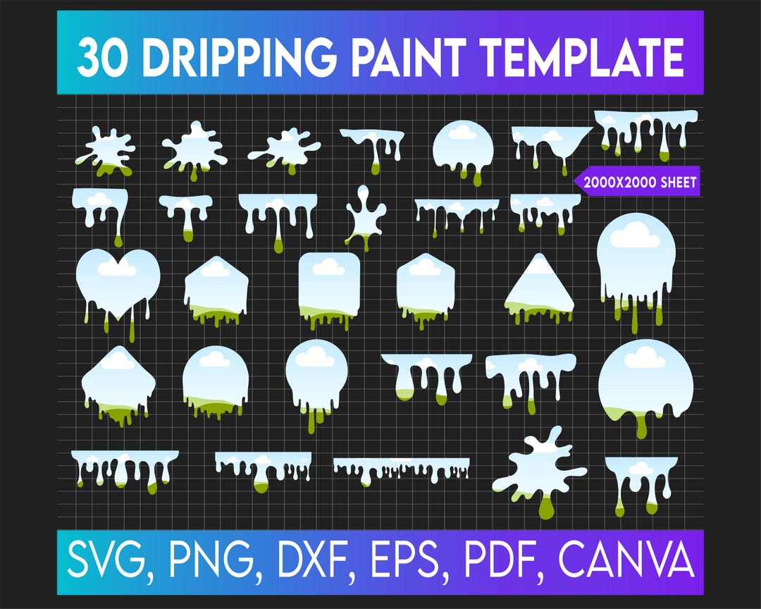 Dripping Borders Canva Frame Bundle, Fill Your Own Dripping Paint ...