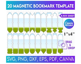 Magnetic Bookmark Template BUNDLE, DIY Magnetic Bookmark Blank Template, Bookmark Clipart, Magnetic Bookmark Svg, Book Lover Gift