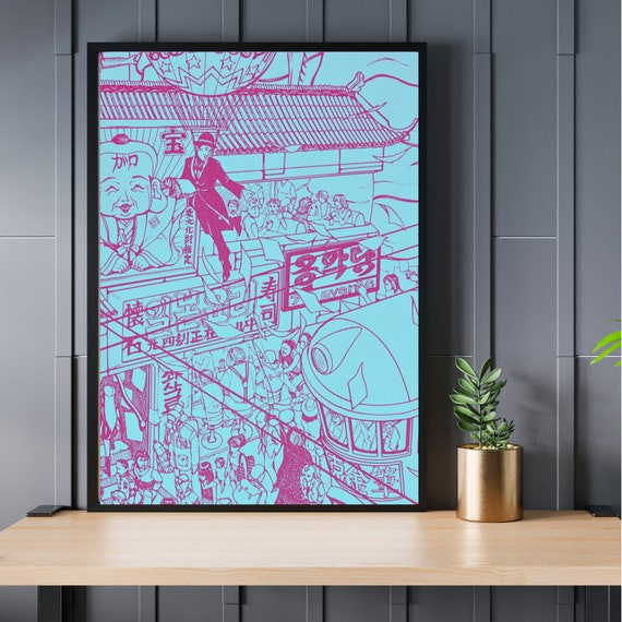 Retro Japanese Poster, Vintage Manga Print, 70's Art Poster, Sci-fi Poster, Wall Deco, Retro Futuristic Poster, Vaporwave, Vintage Art,