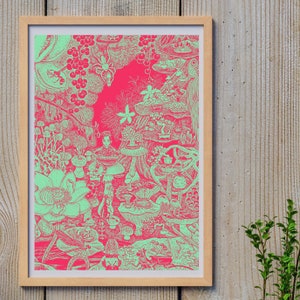 Magisches Wald Poster, Mystischer Manga Wald, Verzaubertes Retro Japan Poster, Manga Print, 70er Jahre Poster, Vintage Japanische Kunst, Vintage Manga