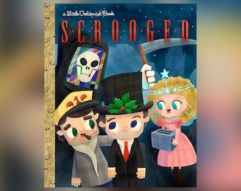 Scrooged - Una pequeña portada de libro dorada (no es un libro completo)