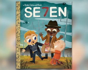 Se7en - Una pequeña portada de libro dorada (no libro completo)