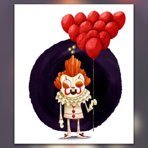 the It Clown Print King Art Bill - 11x14 Pennywise Etsy Skarsgård Stephen