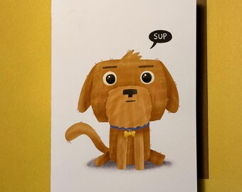 Funny Greeting Cards - Happy Birthday -Dog says Hi! (Cards-by-Ryan)