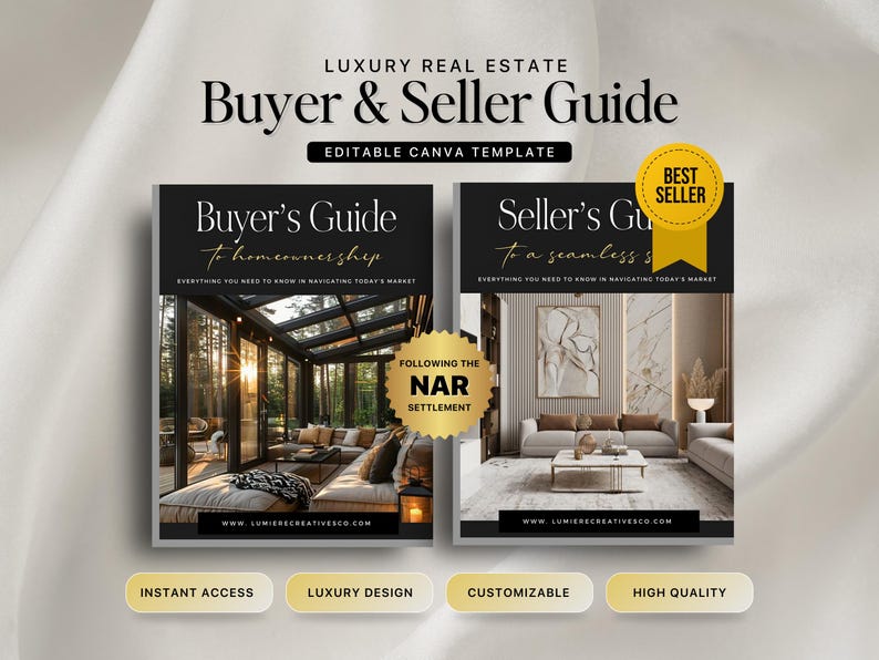 Luxury Real Estate Buyer & Seller Guide Bundle 2026 | Editable Canva ...