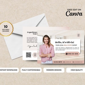 Grund und Boden Bauernhof Postkarten | Postkarten Set | Moderne Luxus-Immobilienvermarktung | Bearbeitbare Canva-Vorlagen für Realtors | Branding-Kit