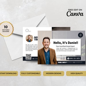 Grund und Boden Bauernhof Postkarten | Postkarten Set | Moderne Luxus-Immobilienvermarktung | Bearbeitbare Canva-Vorlagen für Realtors | Branding-Kit