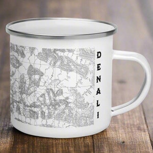 Denali National Park Topographische haltbare Emaille Camp Tasse im Freien Natur inspiriert Trinkgefäße