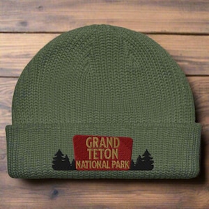 Grand Teton National Park Schild Bestickte Mütze Outdoor Winter Natur Hut