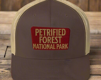 Petrified Forest National Park Sign Embroidered Trucker Hat Nature Outdoor Forest Inspired Cap