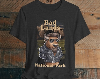 Bad Buffalo Badlands National Park Unisex Fit Soft T-shirt South Dakota Nature Outdoor Tee