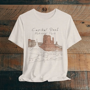 Capitol Reef National Park Unisex Fit Soft T-Shirt Line Art Outdoor Nature Inspired Tee