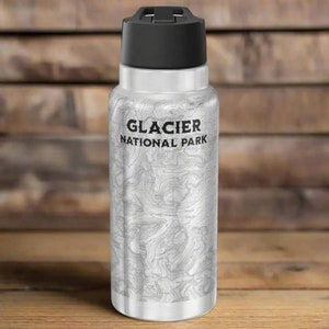 Glace-Nationalpark Topographic Insulierte Wasserflasche Becher 32 Unzen CDT PNT Spuren