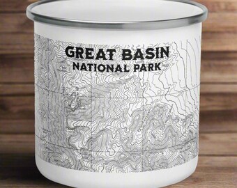 Great Basin National Park Topographic Enamel Camp Mug Outdoor Nature Inspired Drinkware