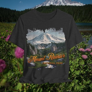 Mount Rainier National Park, uniseks T-shirt met korte mouwen, 100% airlume katoen